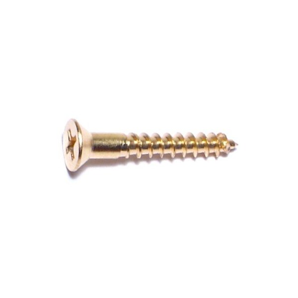 Midwest Fastener Wood Screw, #7, 1 in, Plain Brass Flat Head Phillips Drive, 100 PK 02861 - main